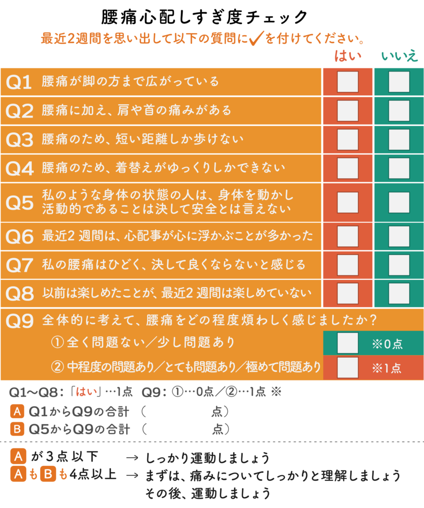 腰痛心配しすぎ度チェック